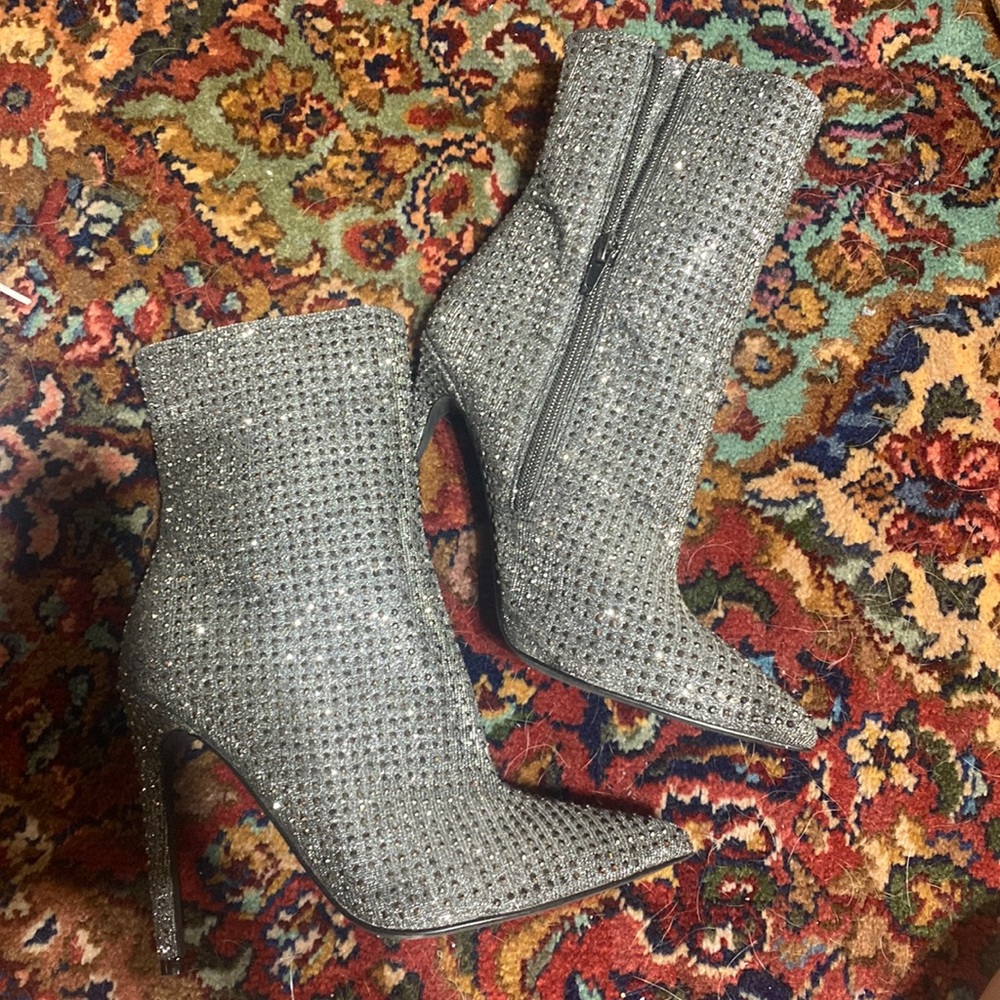 rhinestone heeled booties steve madden